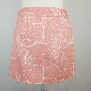 J. Crew A-Line Mini Skirt Pink Paisley 100% Cotton